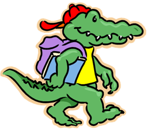 Alligator with backpack