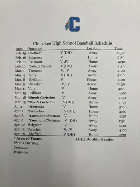 2023 baseball Schedule