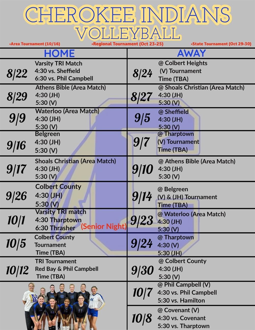 2023 Volleyball Schedule